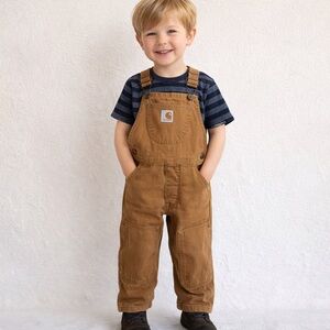 Carhartt Duck Bib Overalls Brown Canvas Workwear Kids